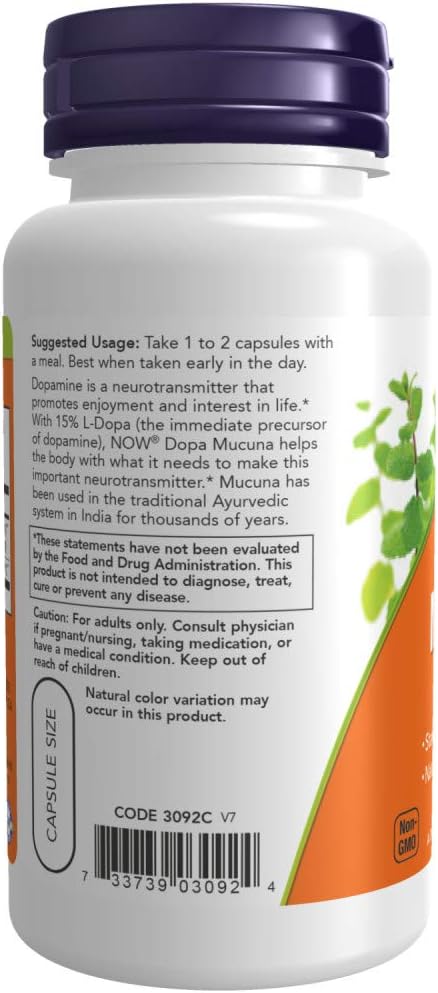 Now Foods DOPA Mucuna 90 Vcaps - Pack of 2 for Enhanced Mood and Cognitive Function