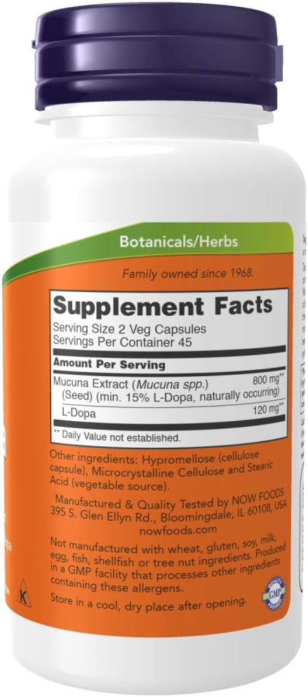 Now Foods DOPA Mucuna 90 Vcaps - Pack of 2 for Enhanced Mood and Cognitive Function