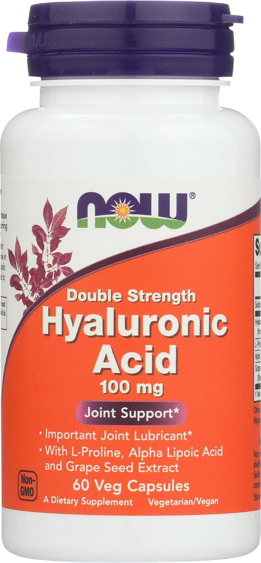 Now Foods Double Strength Hyaluronic Acid 100mg, 60 Vegetarian Capsules