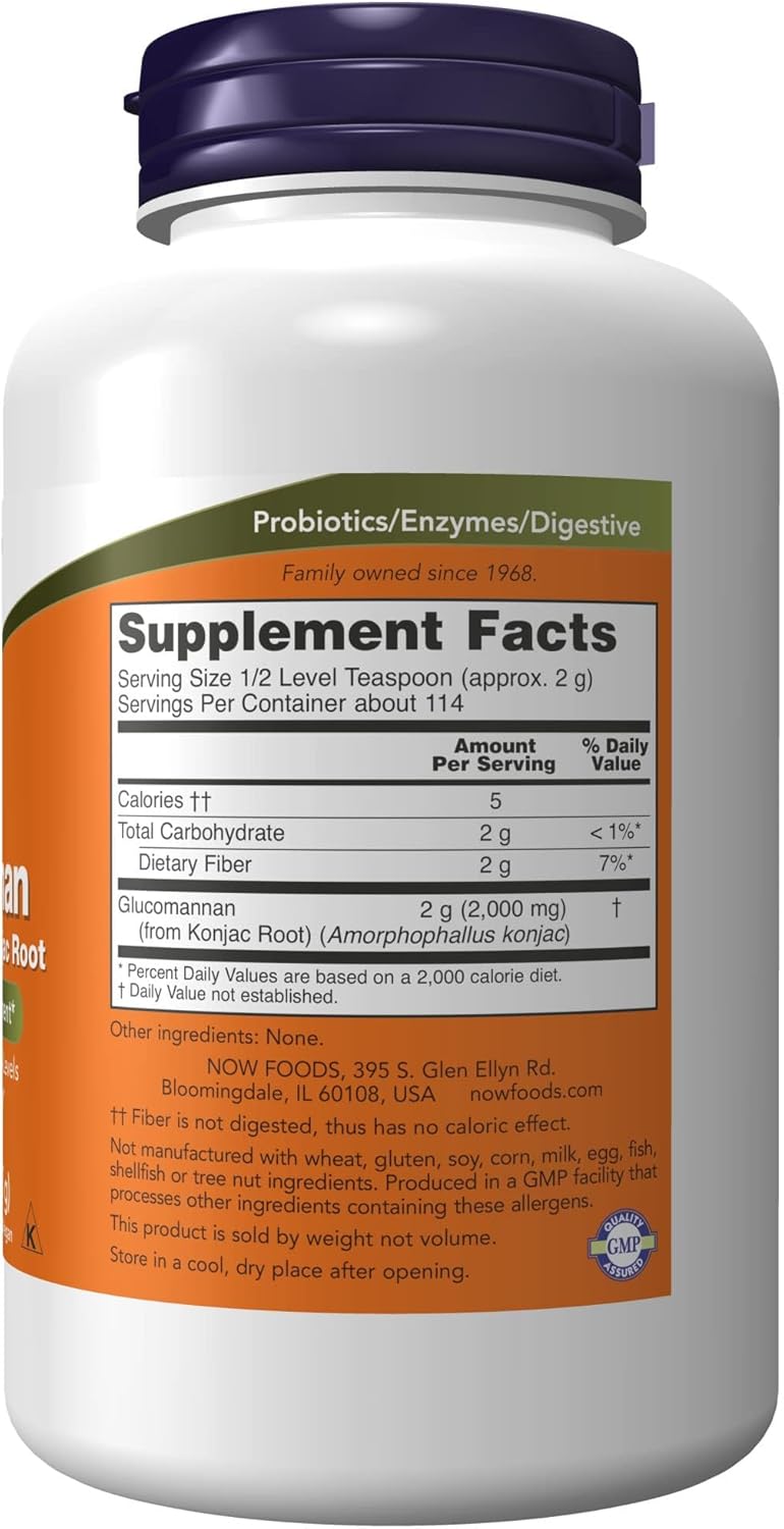 NOW Foods Glucomannan Pure Powder Supplement for Regularity and Weight Management - 8 Ounce Pack