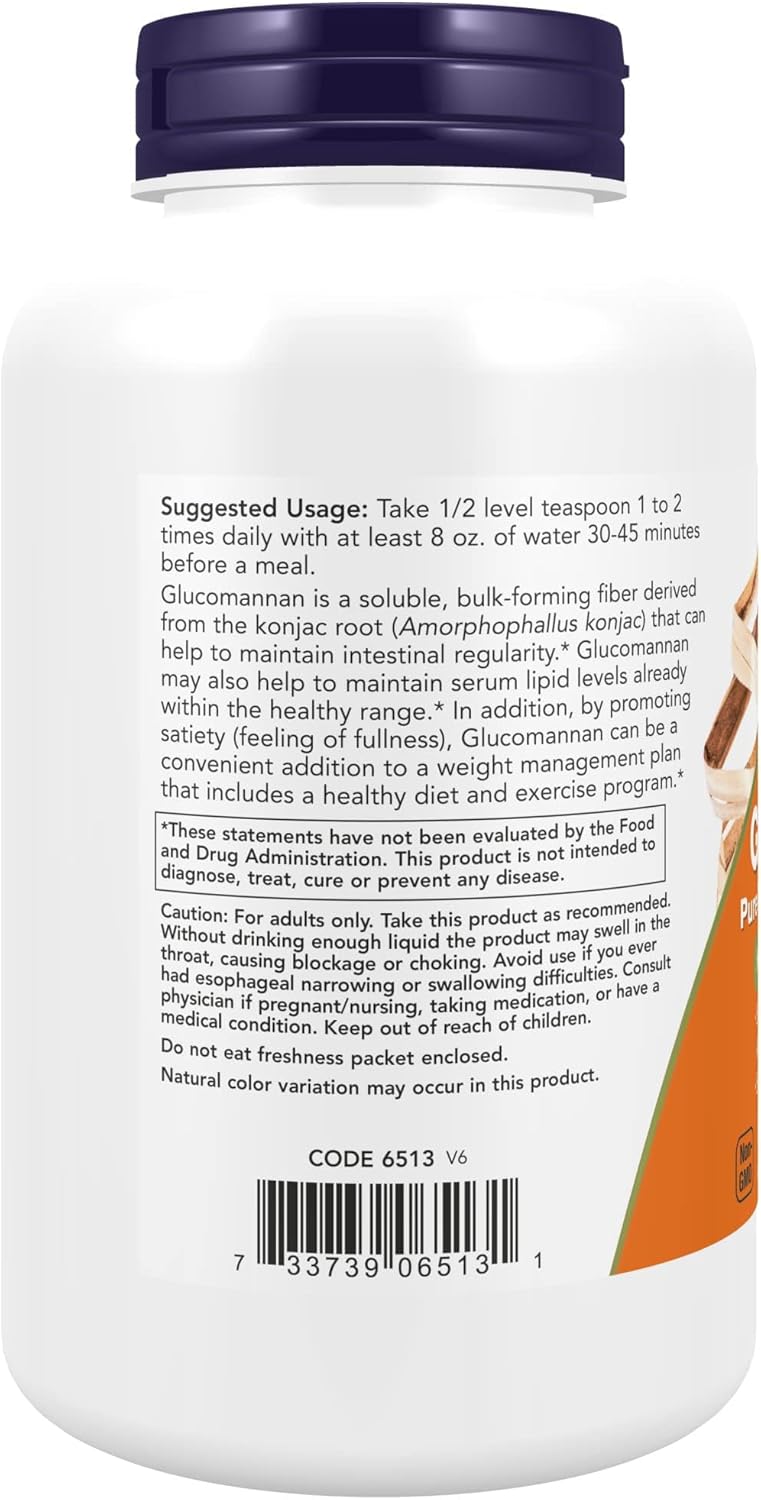 NOW Foods Glucomannan Pure Powder Supplement for Regularity and Weight Management - 8 Ounce Pack
