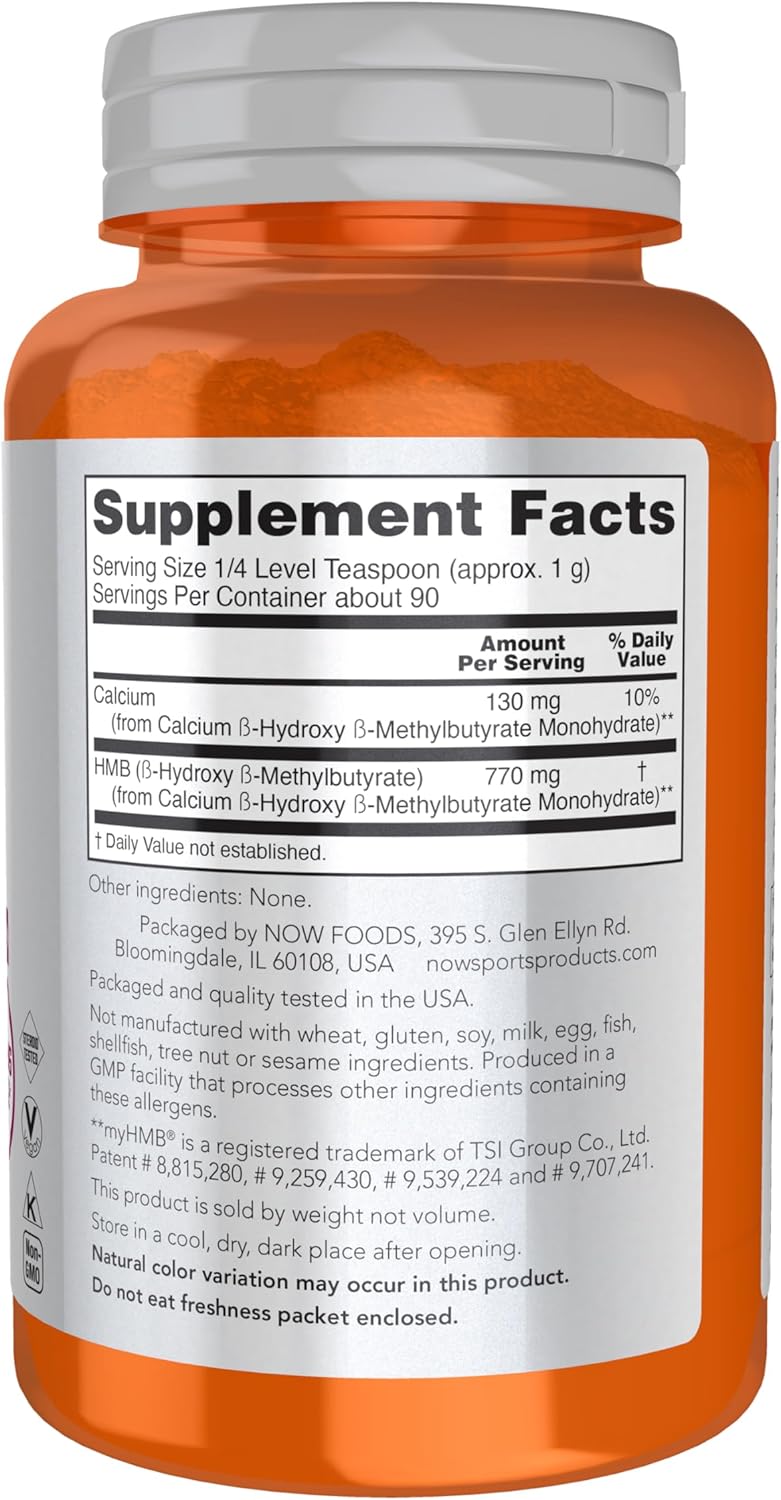 NOW Foods HMB Powder for Sports Recovery, 90 Grams - Sports Nutrition Supplement