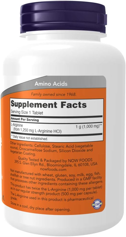 Now Foods L-Arginine 1000mg Tablets - 2 Pack, 240 Tablets Total