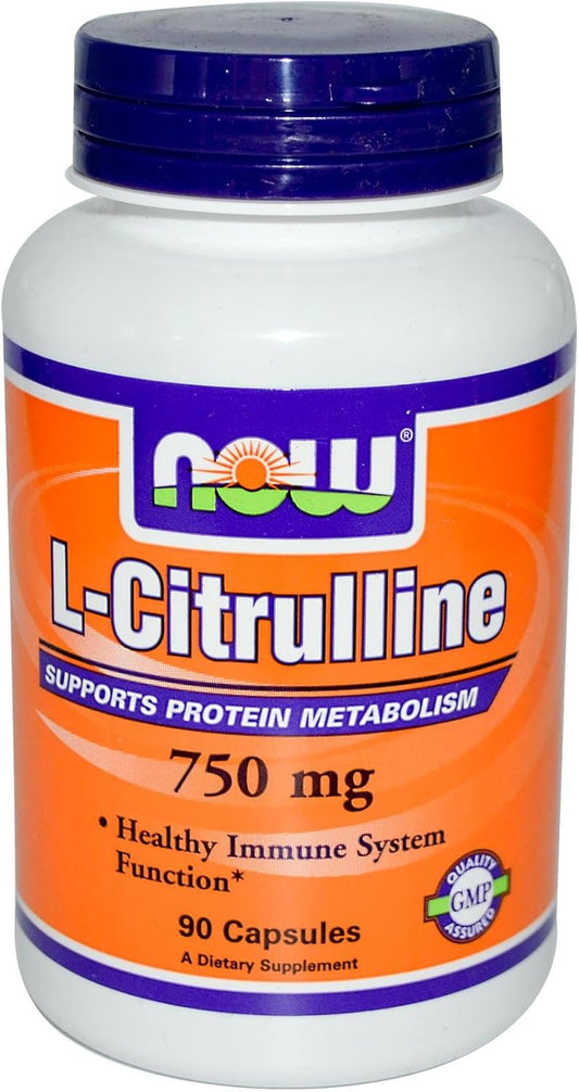 Now Foods L-Citrulline 750mg for Cardiovascular Health - 2 Pack of 90 Capsules