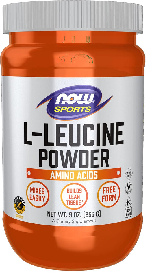 NOW Foods L-Leucine Powder for Lean Tissue Building, Sports Nutrition Supplement with Amino Acids, 9-Ounce Jar