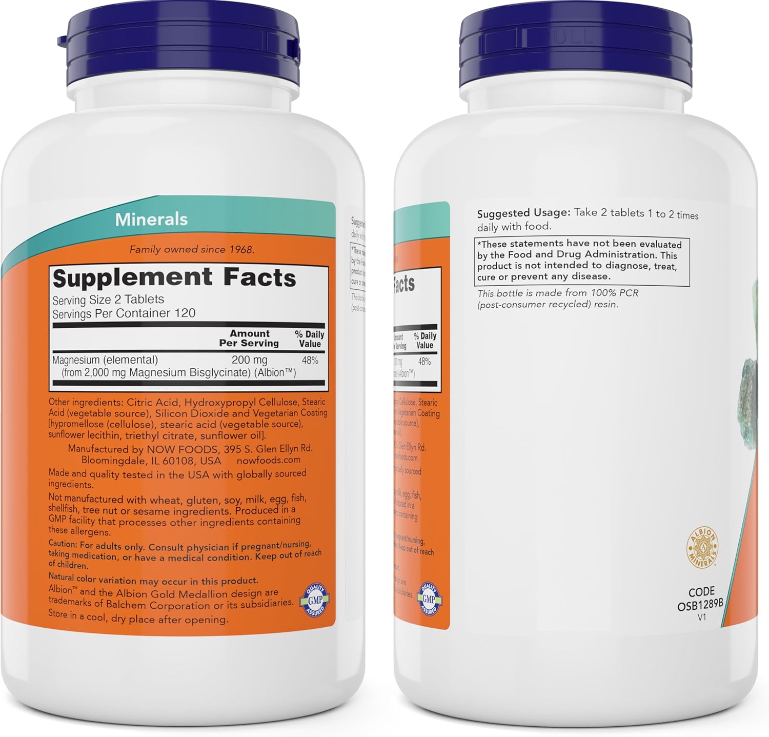 Now Foods Magnesium Glycinate Tablets - Promotes Healthy Muscle and Nerve Function - 240 Count Non-GMO Formula