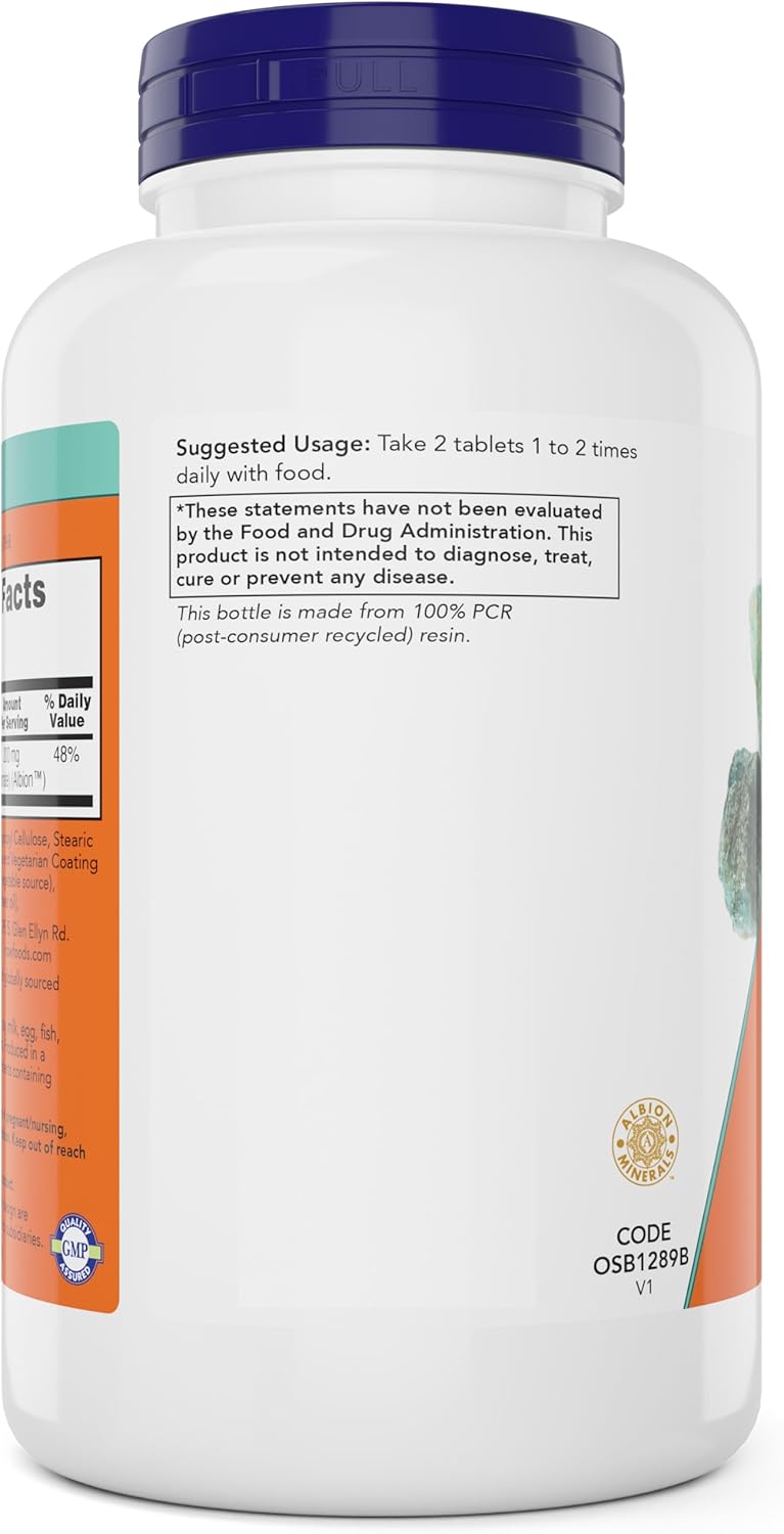 Now Foods Magnesium Glycinate Tablets - Promotes Healthy Muscle and Nerve Function - 240 Count Non-GMO Formula