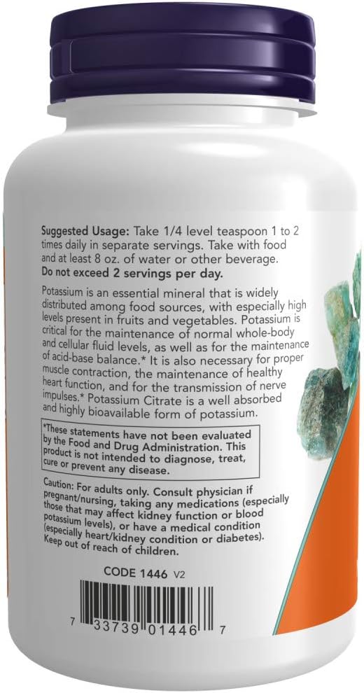 Now Foods Potassium Citrate Powder 12 Ounce - Pure Supplement for Electrolyte Balance and Muscle Function