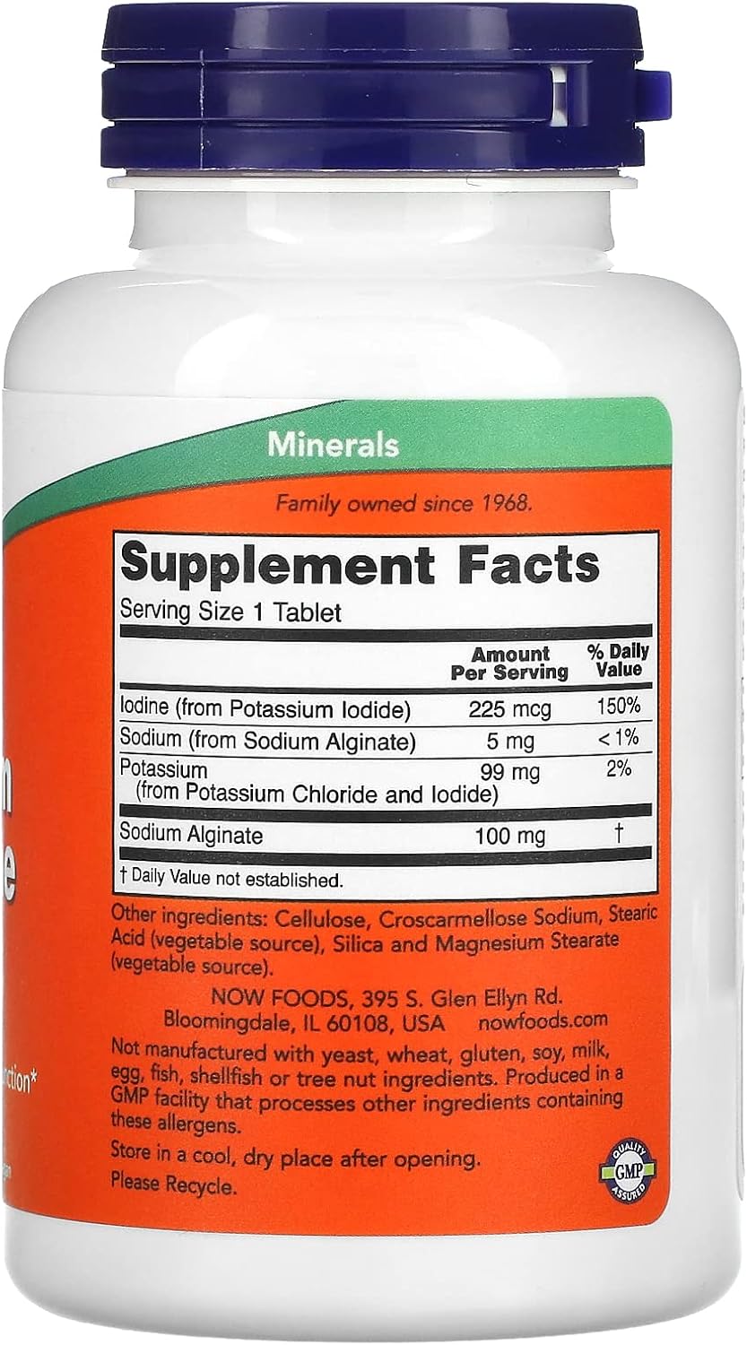 NOW Foods Potassium Iodide Supplement with 180 Tablets for Immune Support and Thyroid Health