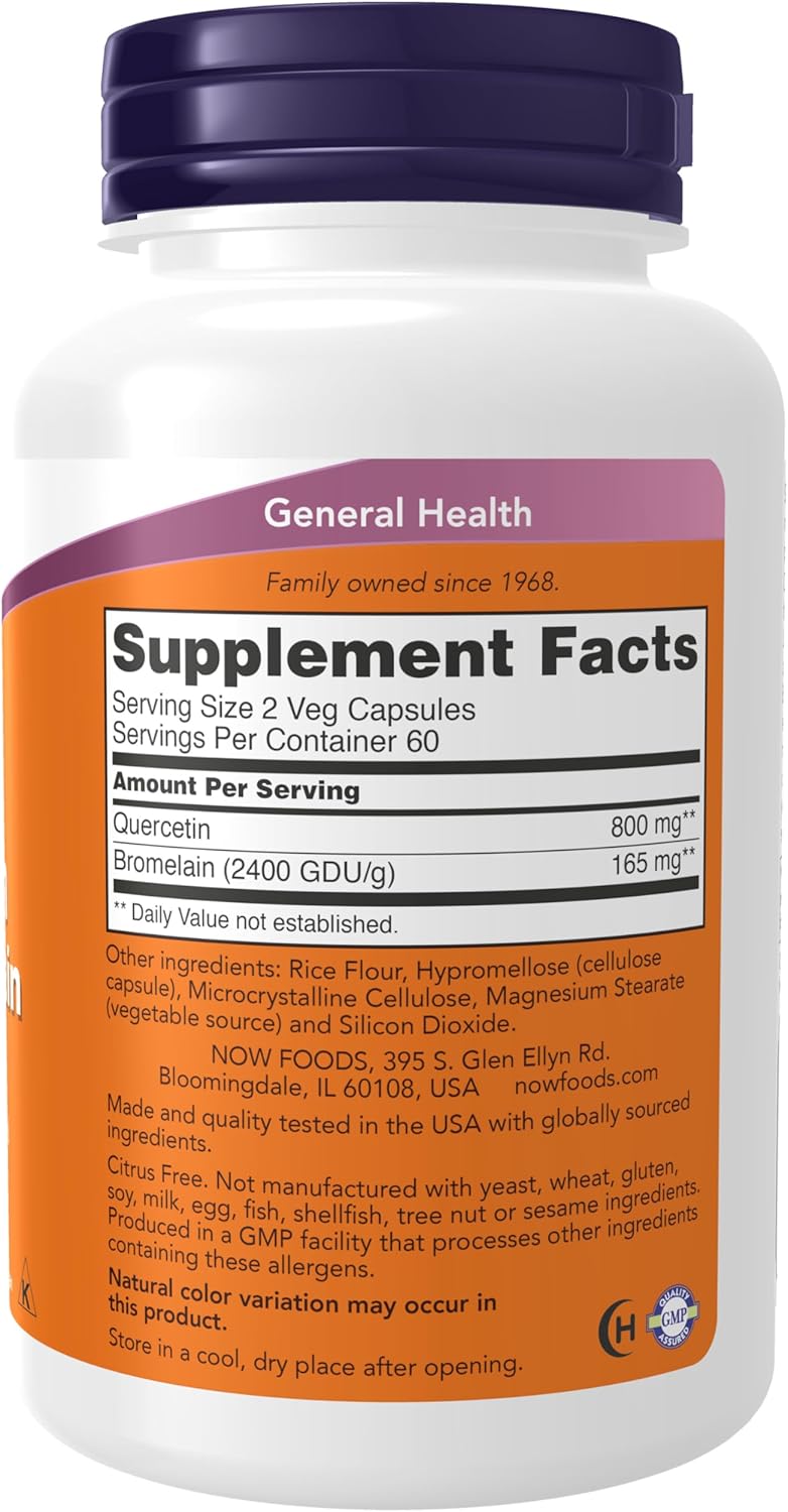 NOW Foods Quercetin with Bromelain Supplements for Immune Support - 120 Veg Capsules