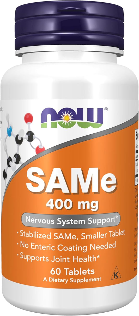 NOW Foods SAMe 400 mg Tablets for Nervous System Support - 60 Count
