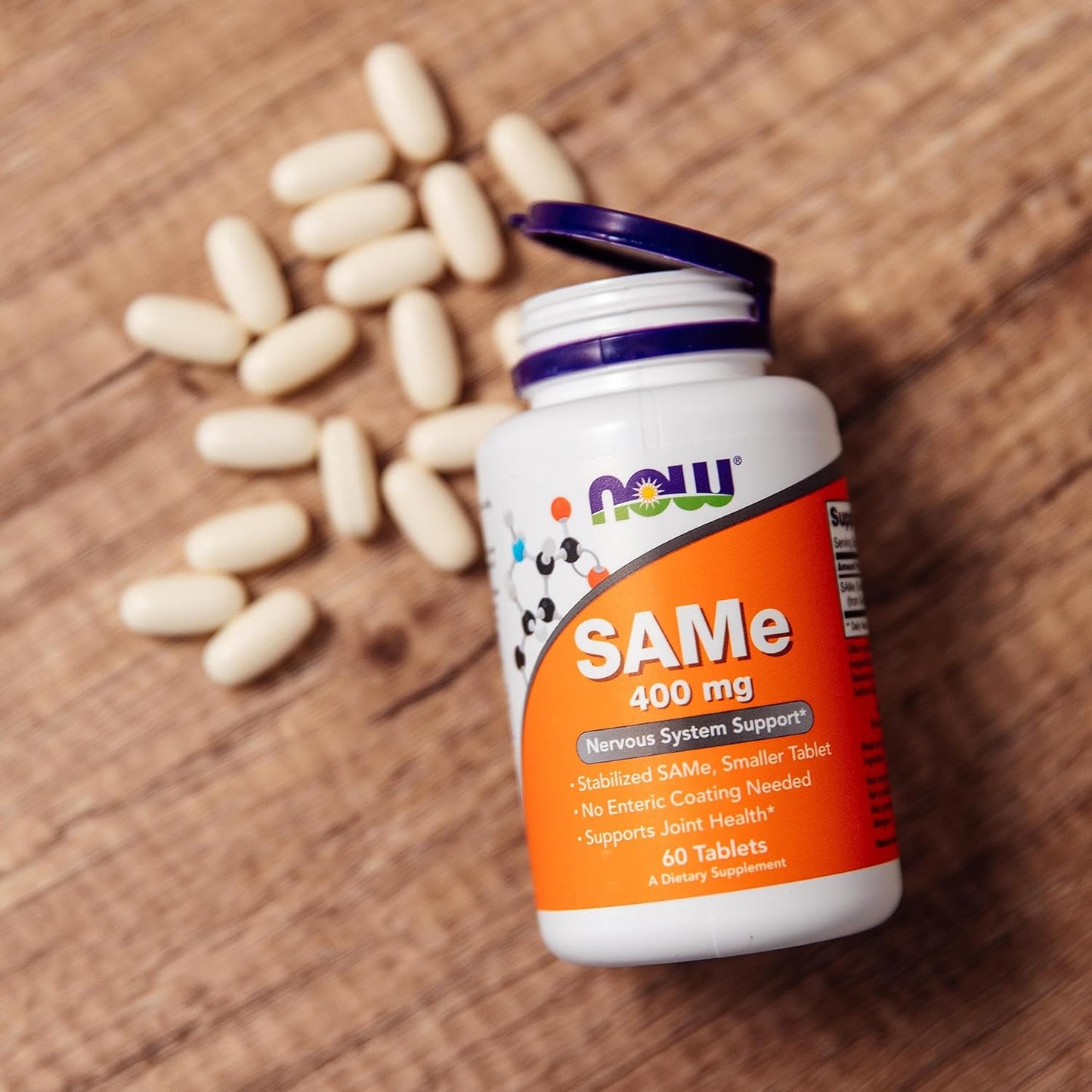 NOW Foods SAMe 400 mg Tablets for Nervous System Support - 60 Count