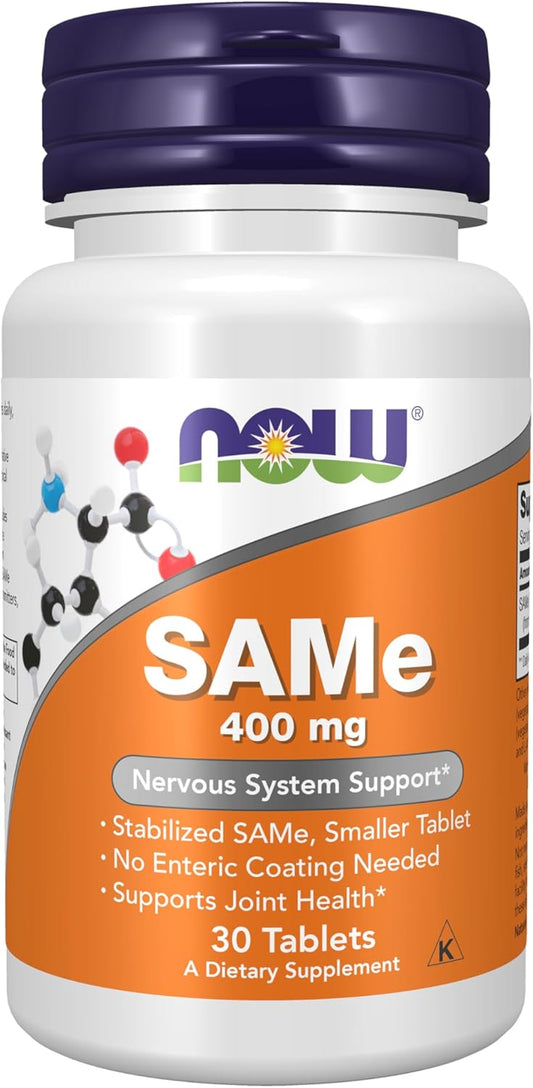 NOW Foods SAMe 400mg Tablets for Nervous System Support - 30 Count