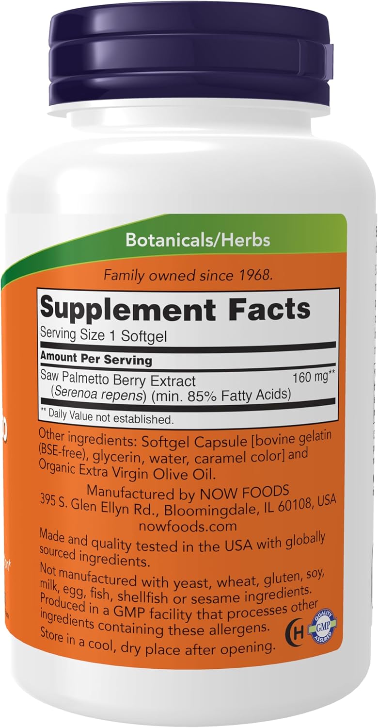 NOW Foods Saw Palmetto Extract 160 mg Softgels for Men's Health - 240 Count