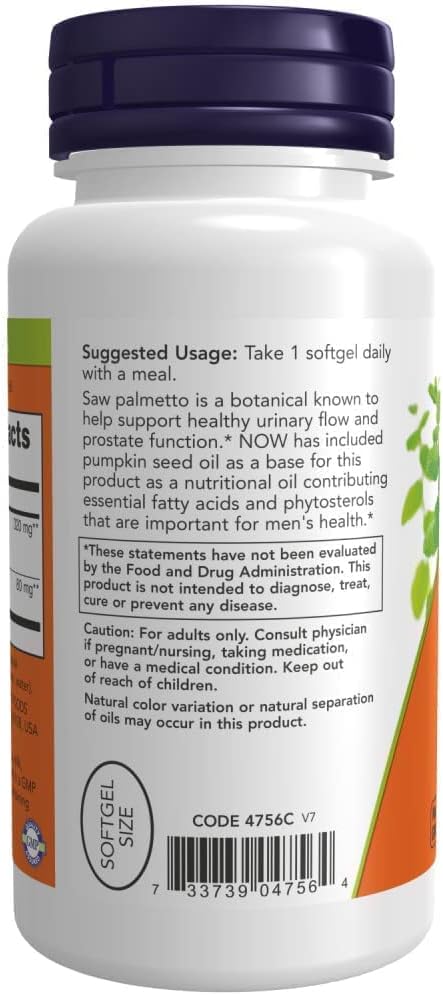 NOW Foods Saw Palmetto Extract Softgels - 320 mg, 90 Count, Pack of 2 - 180 Total Softgels