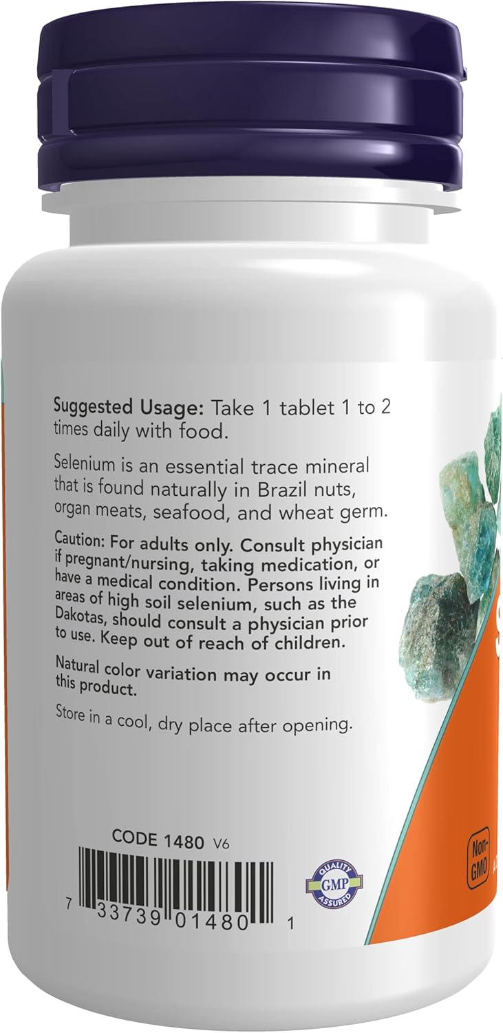 Now Foods Selenium Supplement - High Potency 100mcg Tablets - 100 Count