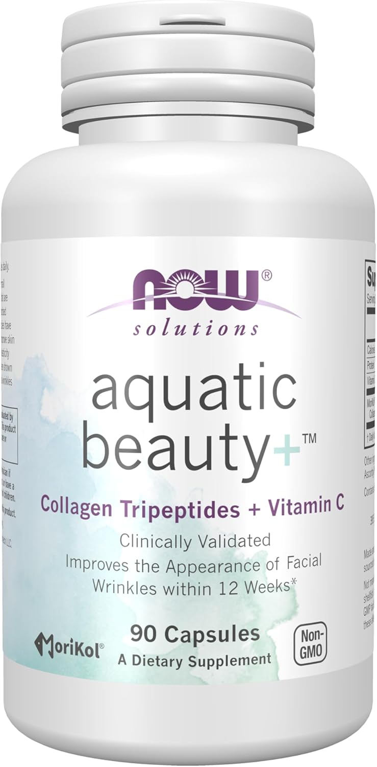 NOW Foods Solutions Marine Collagen & Vitamin C Capsules - Skin Youth Supplement, Non-GMO, 60 Count