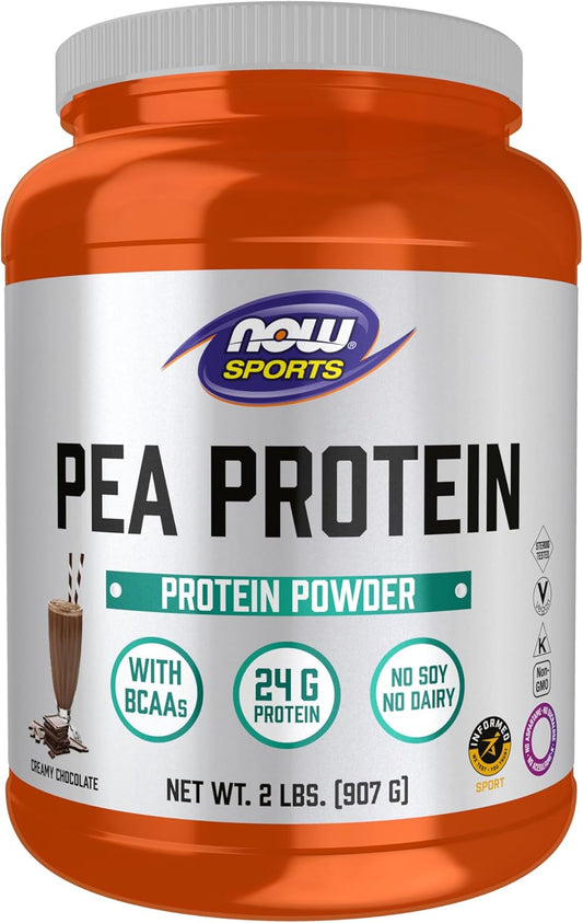 NOW Foods Sports Nutrition: Creamy Chocolate Pea Protein Powder, 24g, Easily Digestible, 2lb