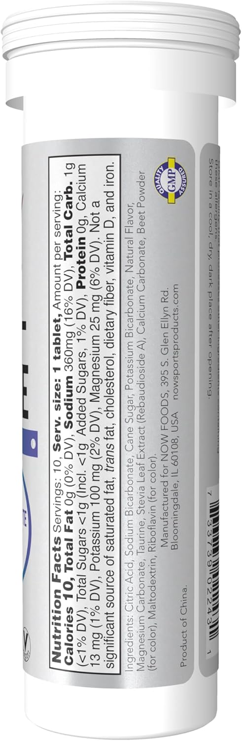 NOW Foods Sports Nutrition Effervescent Effer-Hydrate Electrolyte Supplement Orange Strawberry Tablets for Recovery
