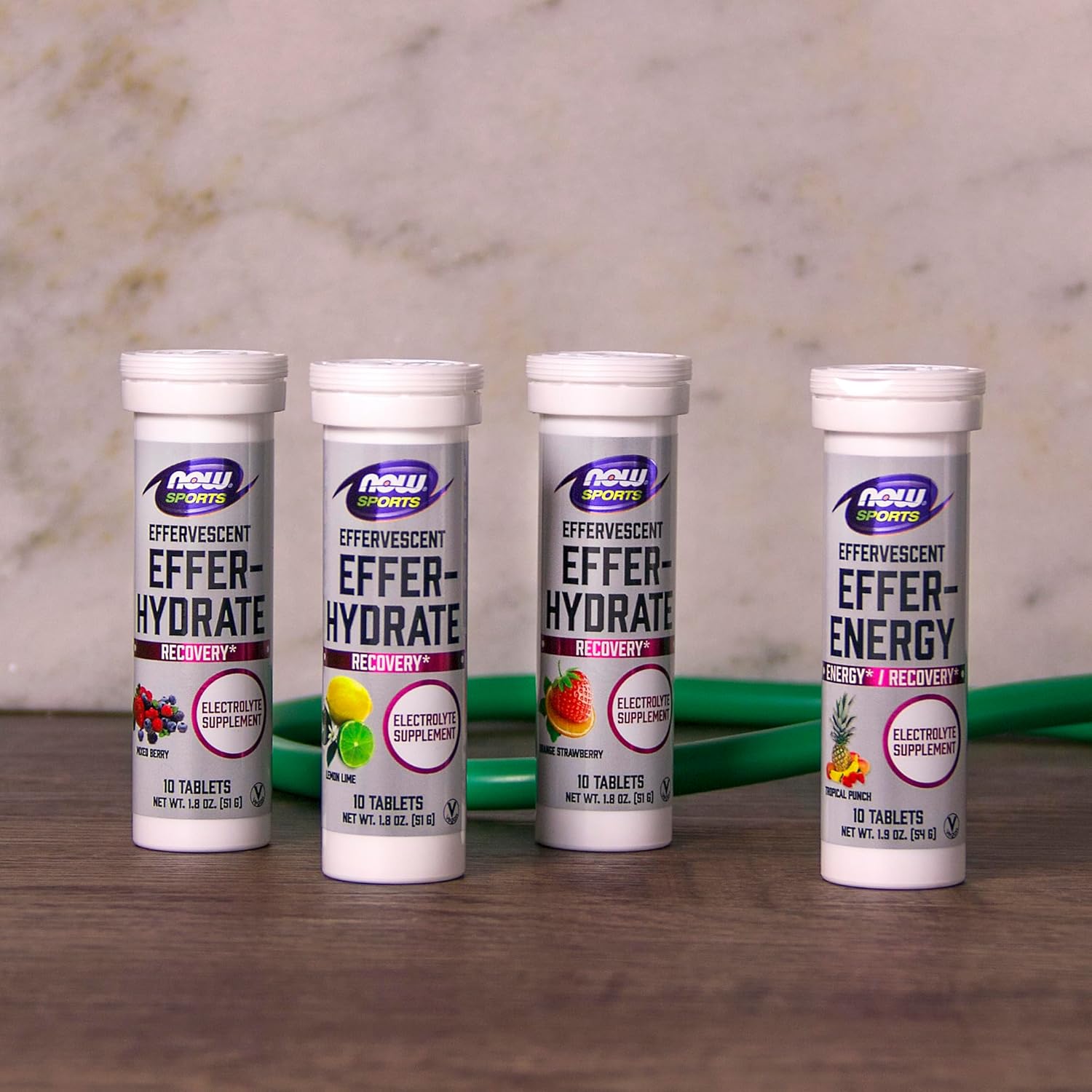 NOW Foods Sports Nutrition Effervescent Effer-Hydrate Electrolyte Supplement Orange Strawberry Tablets for Recovery