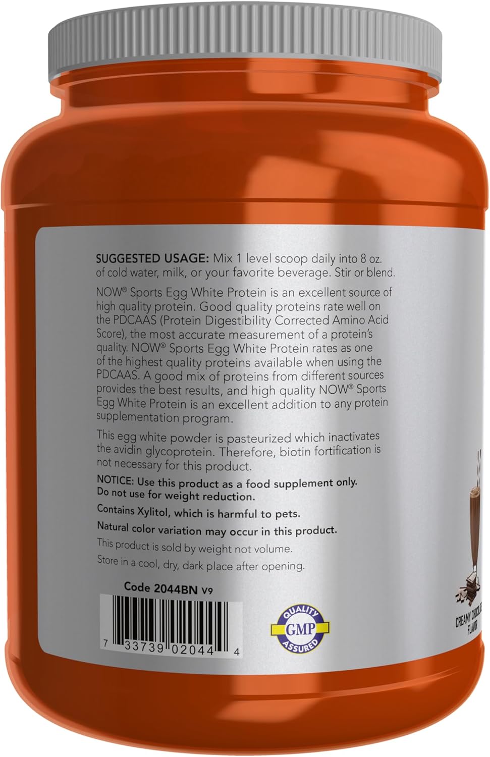 NOW Foods Sports Nutrition Egg White Protein Powder, Creamy Chocolate, 1.5lb - 20g Protein with BCAAs