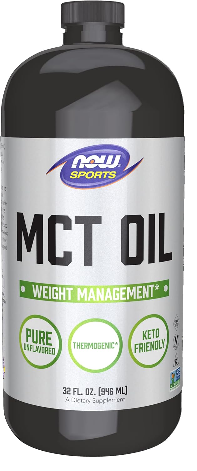 NOW Foods Sports Nutrition MCT Oil 14g for Weight Management - Liquid 32-Ounce Bottle