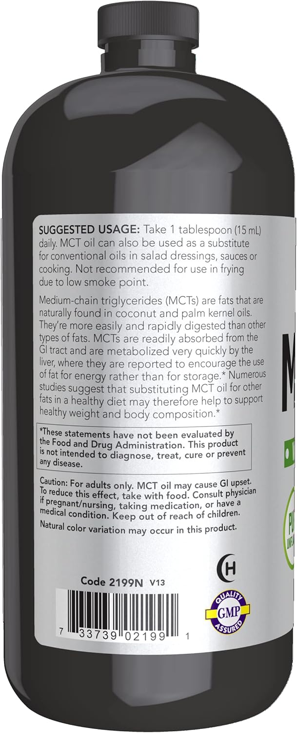 NOW Foods Sports Nutrition MCT Oil 14g for Weight Management - Liquid 32-Ounce Bottle