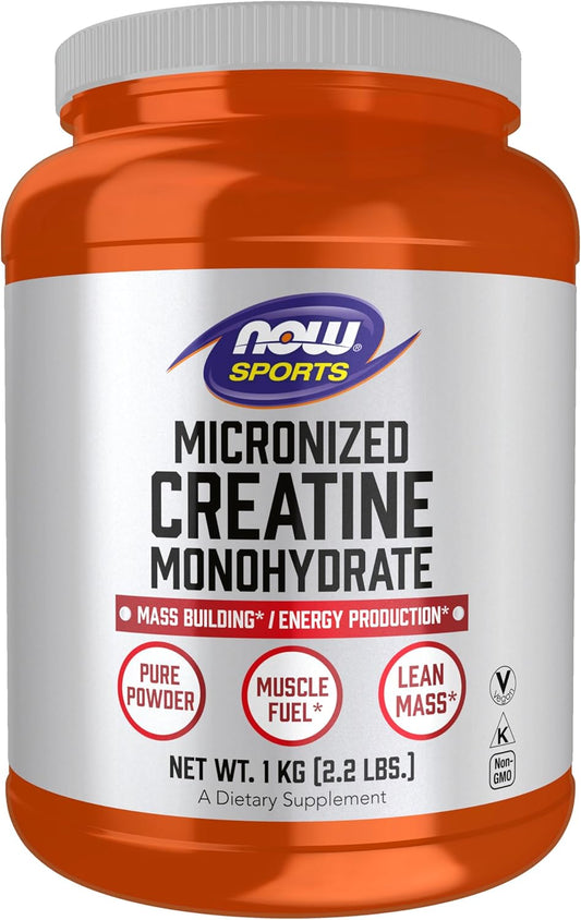 NOW Foods Sports Nutrition Micronized Creatine Powder - 500g for Mass Building and Energy Production - 1kg Size
