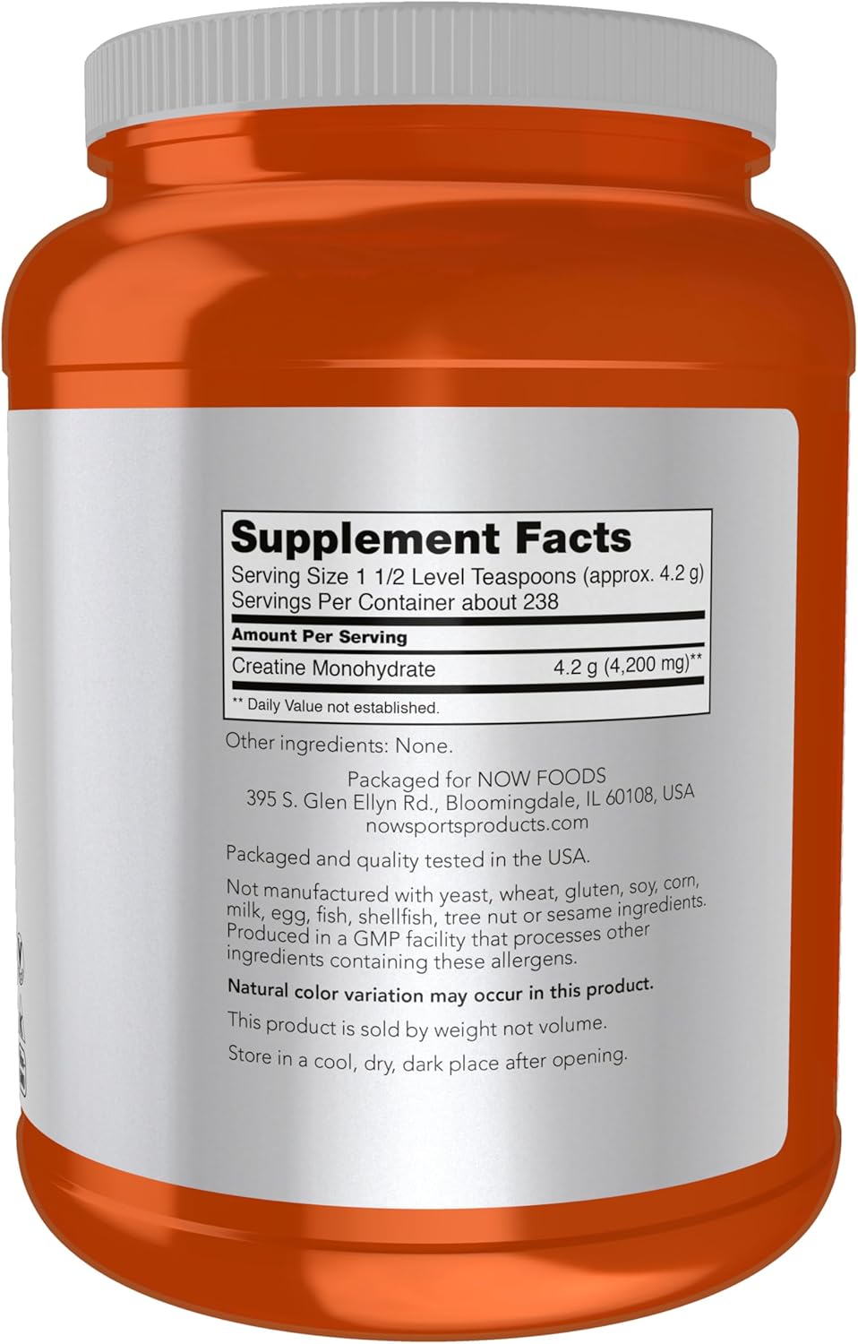 NOW Foods Sports Nutrition Micronized Creatine Powder - 500g for Mass Building and Energy Production - 1kg Size