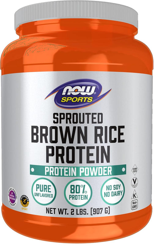 NOW Foods Sports Nutrition Sprouted Brown Rice Protein Powder - 80% Protein, Unflavored 2lb
