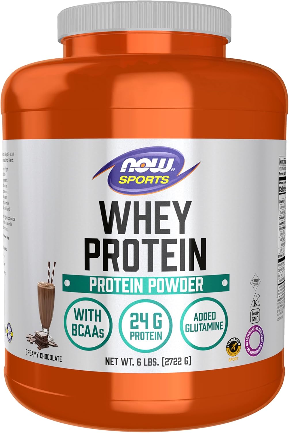 NOW Foods Sports Nutrition Whey Protein Powder with 24g of Protein and BCAAs, Creamy Chocolate Flavor, 6lb