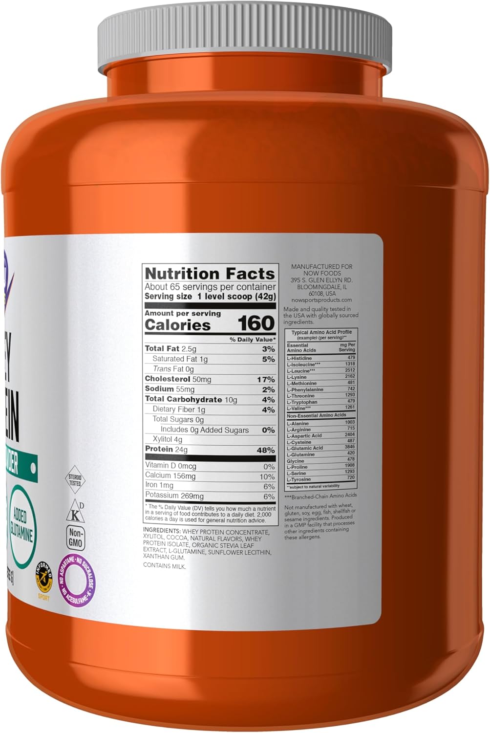 NOW Foods Sports Nutrition Whey Protein Powder with 24g of Protein and BCAAs, Creamy Chocolate Flavor, 6lb