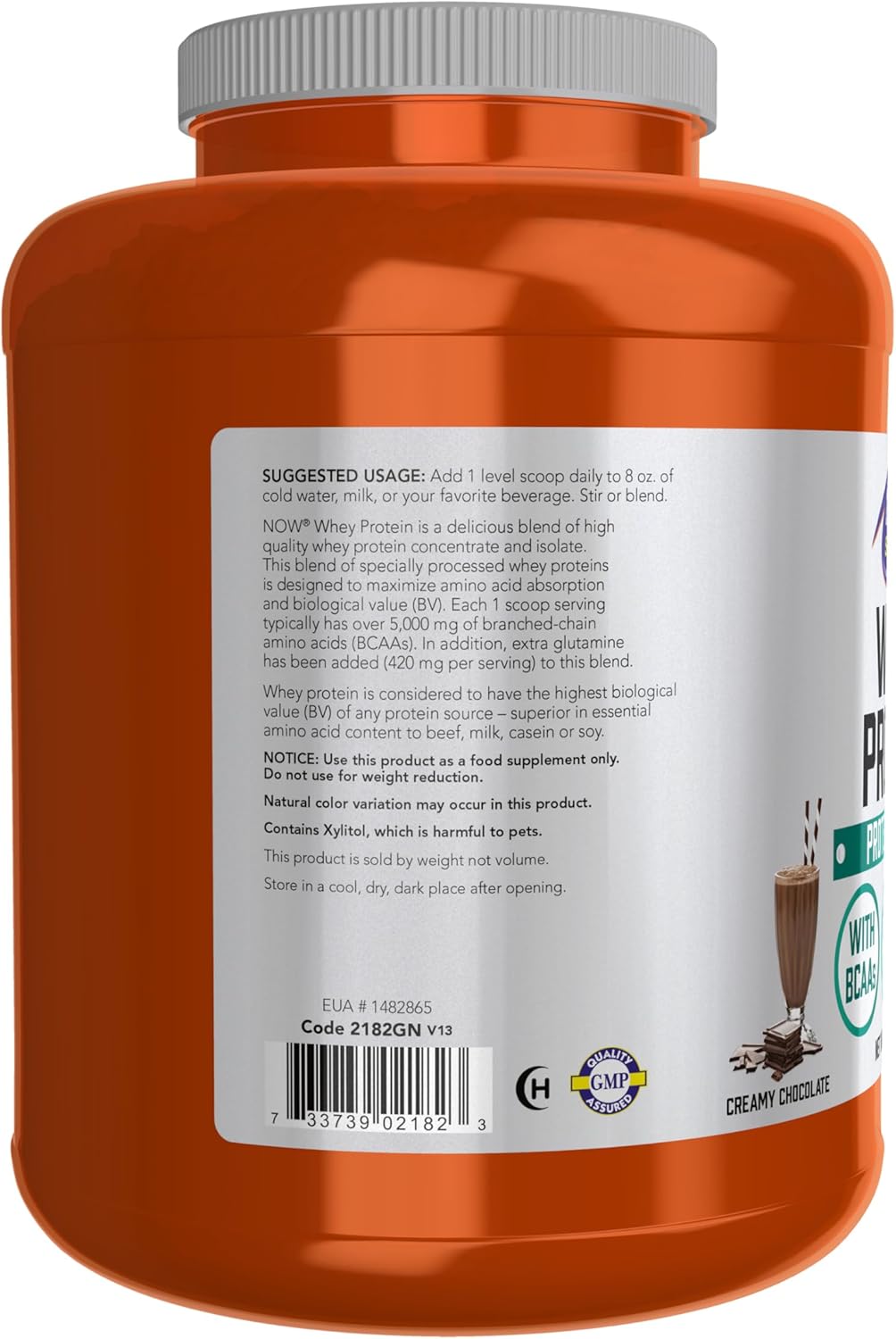 NOW Foods Sports Nutrition Whey Protein Powder with 24g of Protein and BCAAs, Creamy Chocolate Flavor, 6lb