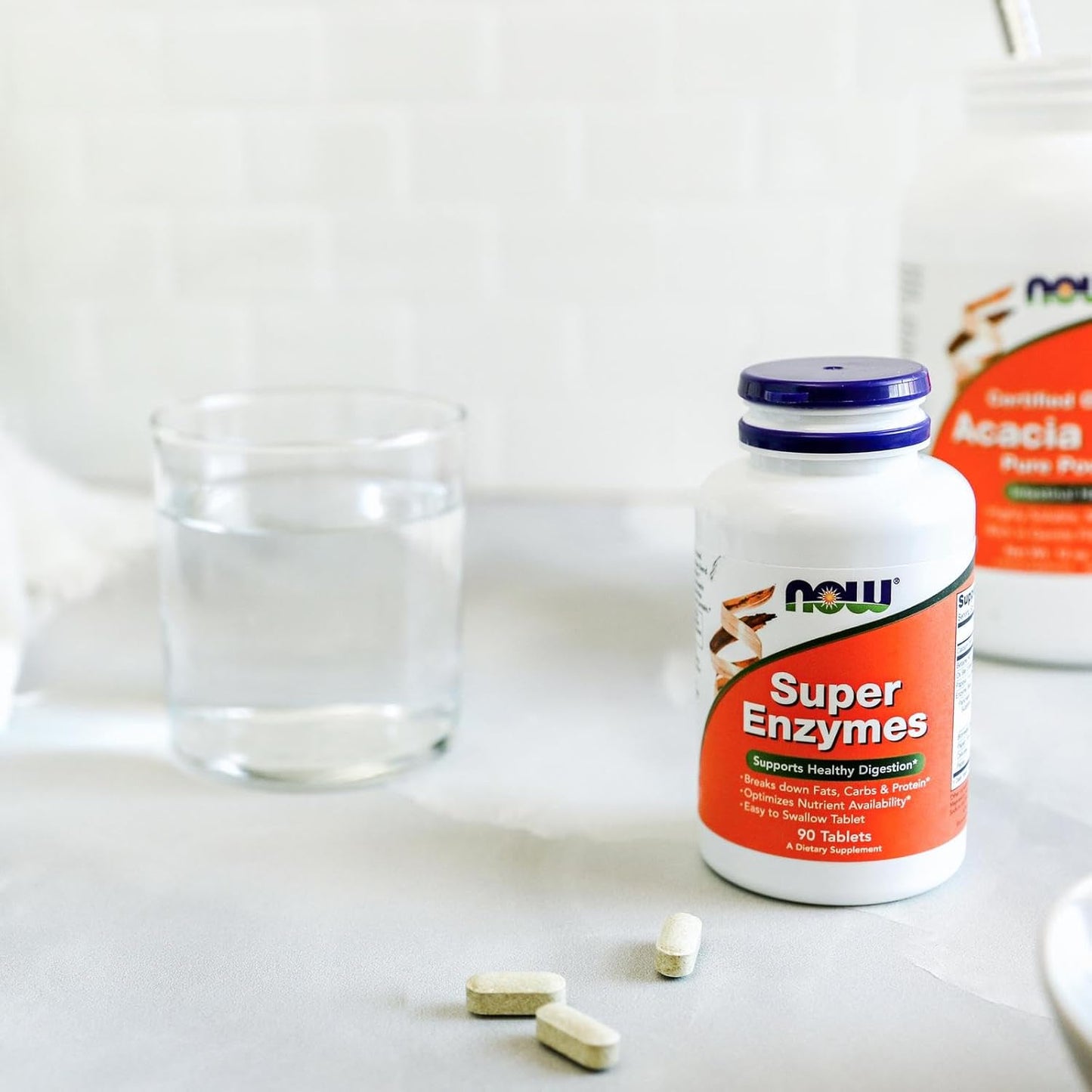 NOW Foods Super Enzymes Supplement with Bromelain, Ox Bile, Pancreatin, and Papain - 90 Tablets