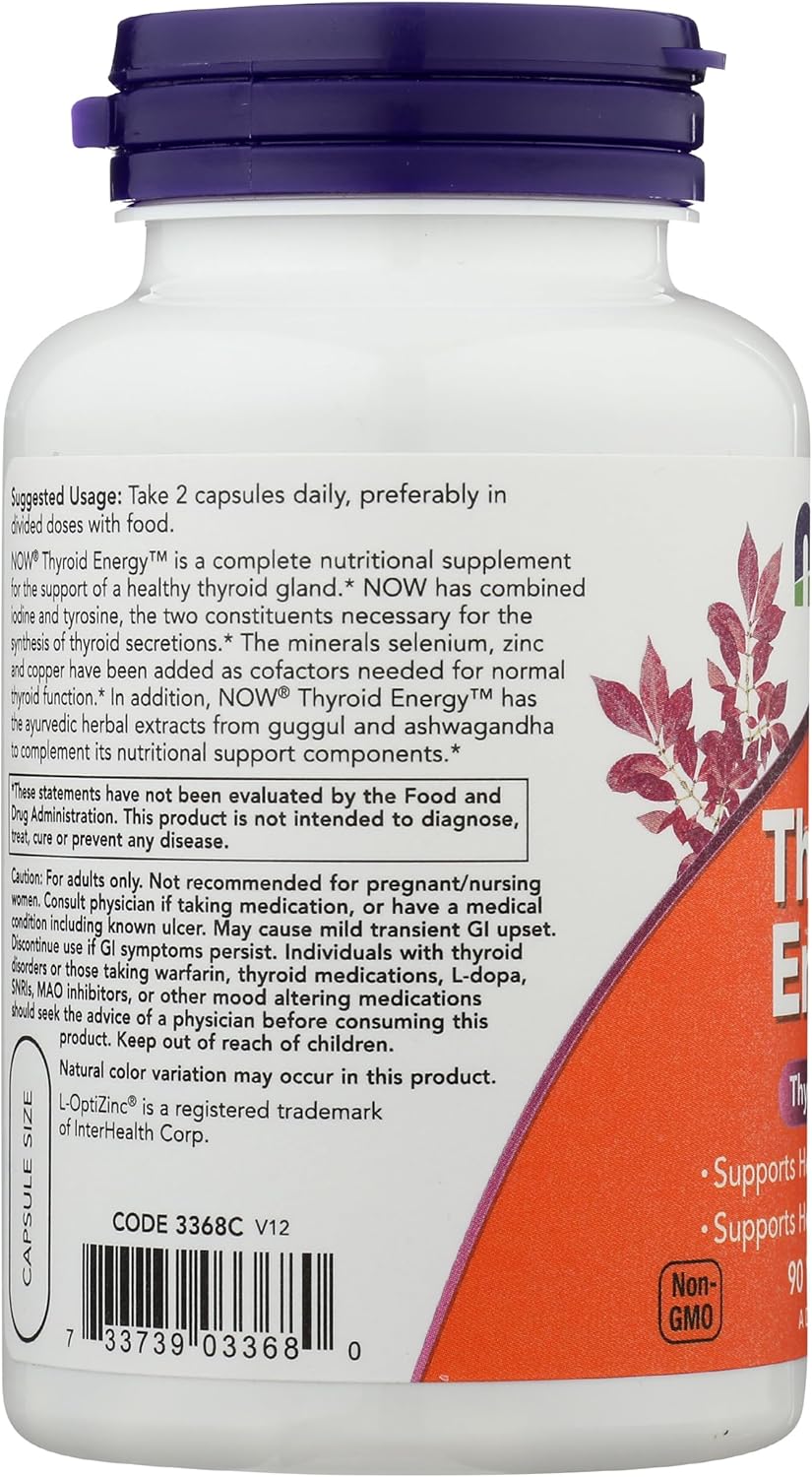 NOW FOODS Thyroid Energy Supplement, 90 Capsules - Supports Healthy Thyroid Function and Metabolism