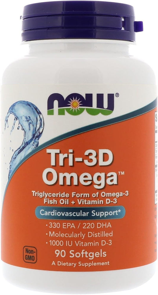 Now Foods Tri-3D Omega (3 Pack) - 330 EPA, 220 DHA, 90 Softgels - High-Quality Fish Oil Supplement