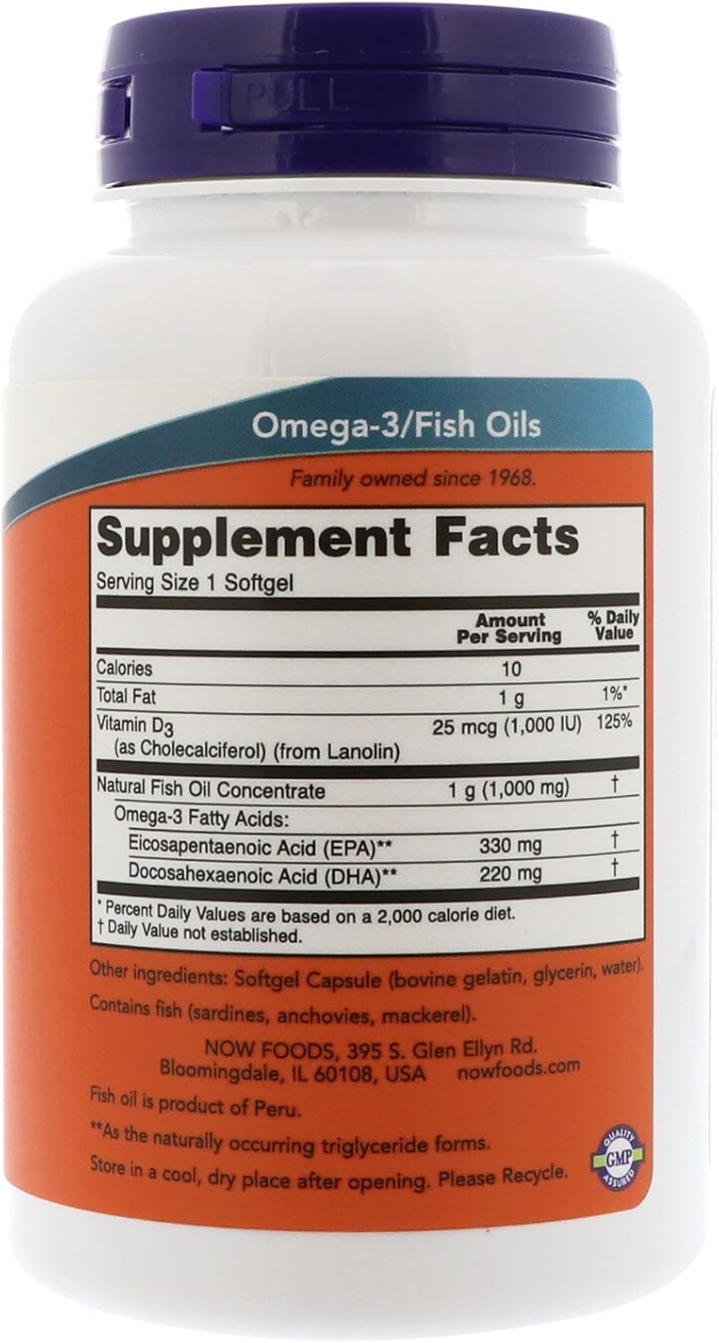 Now Foods Tri-3D Omega (3 Pack) - 330 EPA, 220 DHA, 90 Softgels - High-Quality Fish Oil Supplement