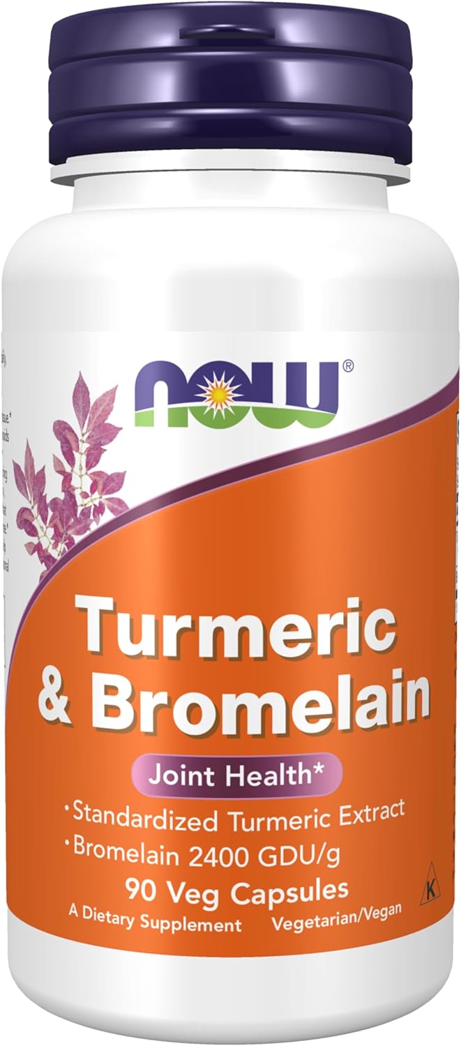 NOW Foods Turmeric & Bromelain Supplements - Standardized Extract with 2400 GDU/g Bromelain, 90 Veg Capsules