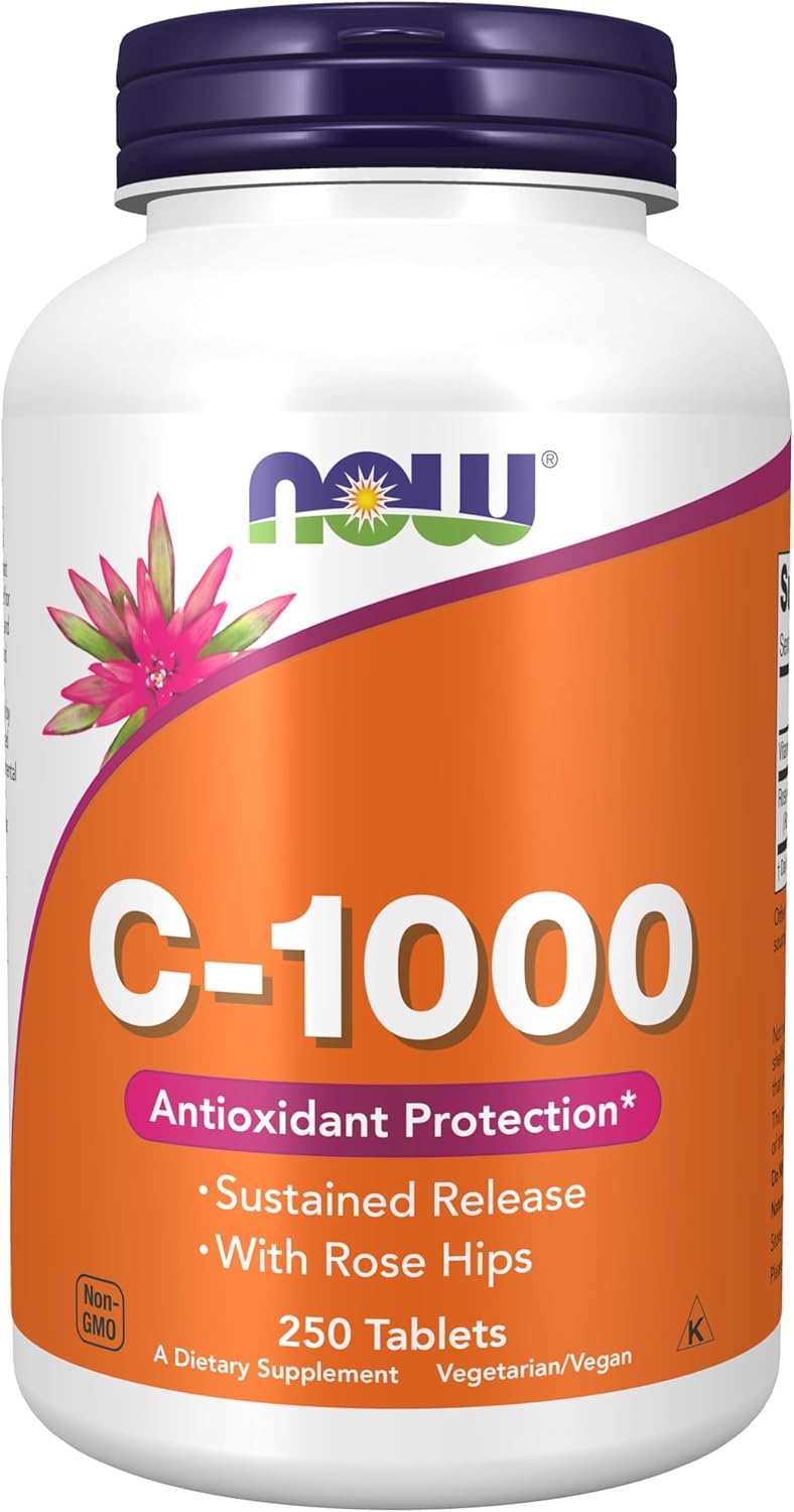 Now Foods Vitamin C-1000 Sustained Release with Rose Hips - 250 Tablets for Immune Support