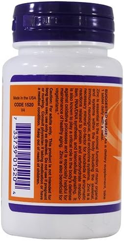 NOW Foods Zinc 50 mg - 100 Tablets Dietary Supplement