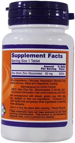 NOW Foods Zinc 50 mg - 100 Tablets Dietary Supplement