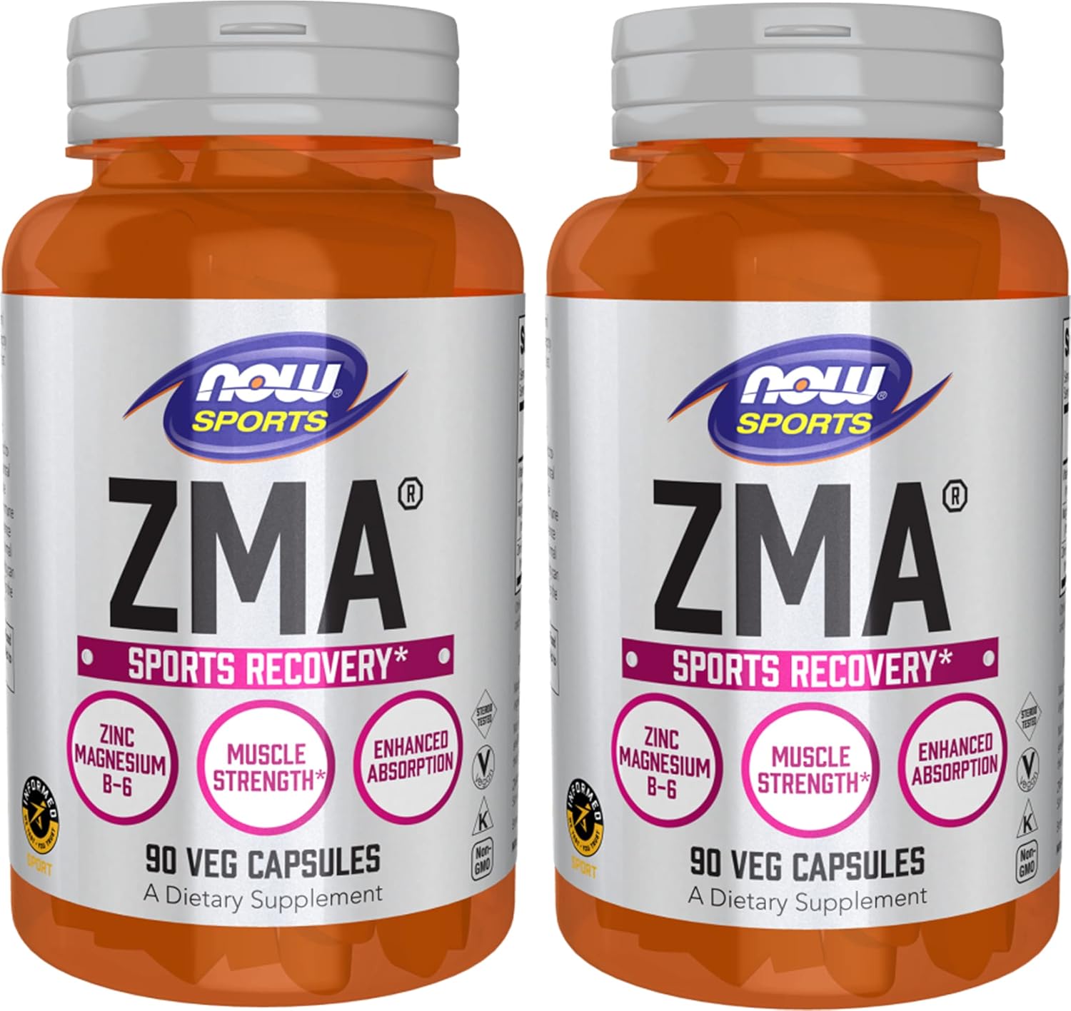 Now Foods ZMA 90 Capsules - Pack of 2 for Sleep Support and Muscle Recovery