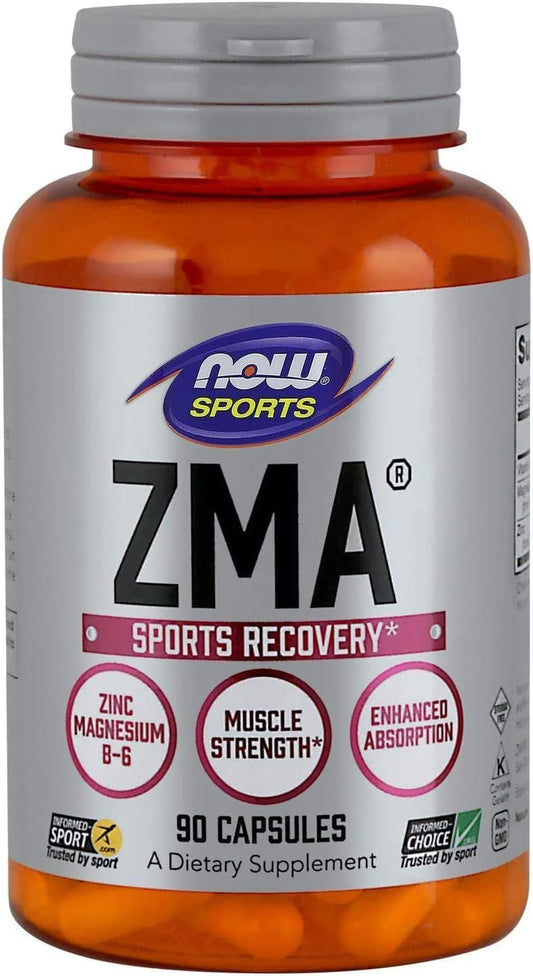 NOW Foods ZMA Sports Nutrition Supplement, Enhanced Absorption for Sports Recovery, 90 Capsules