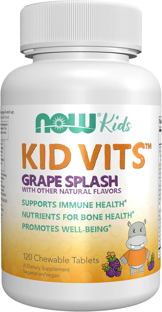 NOW Kids Grape Flavored Multivitamin Chewable Tablets - 120 Count