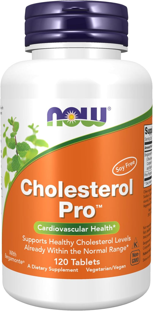 NOW Supplements Cholesterol Pro with Bergamonte and Plant Sterols for Cardiovascular Health - 120 Tablets