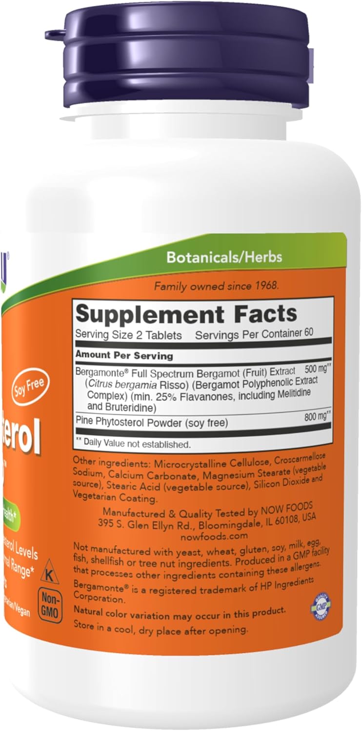NOW Supplements Cholesterol Pro with Bergamonte and Plant Sterols for Cardiovascular Health - 120 Tablets