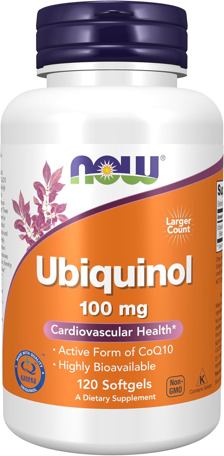 NOW Supplements Ubiquinol 100 mg Softgels - High Bioavailability CoQ10 Formula - 120 Count