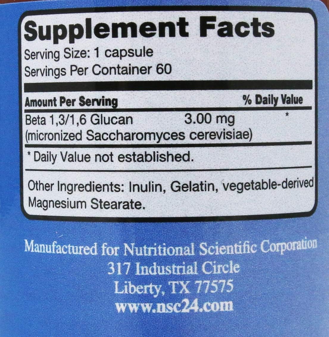 NSC-24 Beta Glucan: Immune Support Supplement - 60 Capsules by Nutritional Scientific Corporation