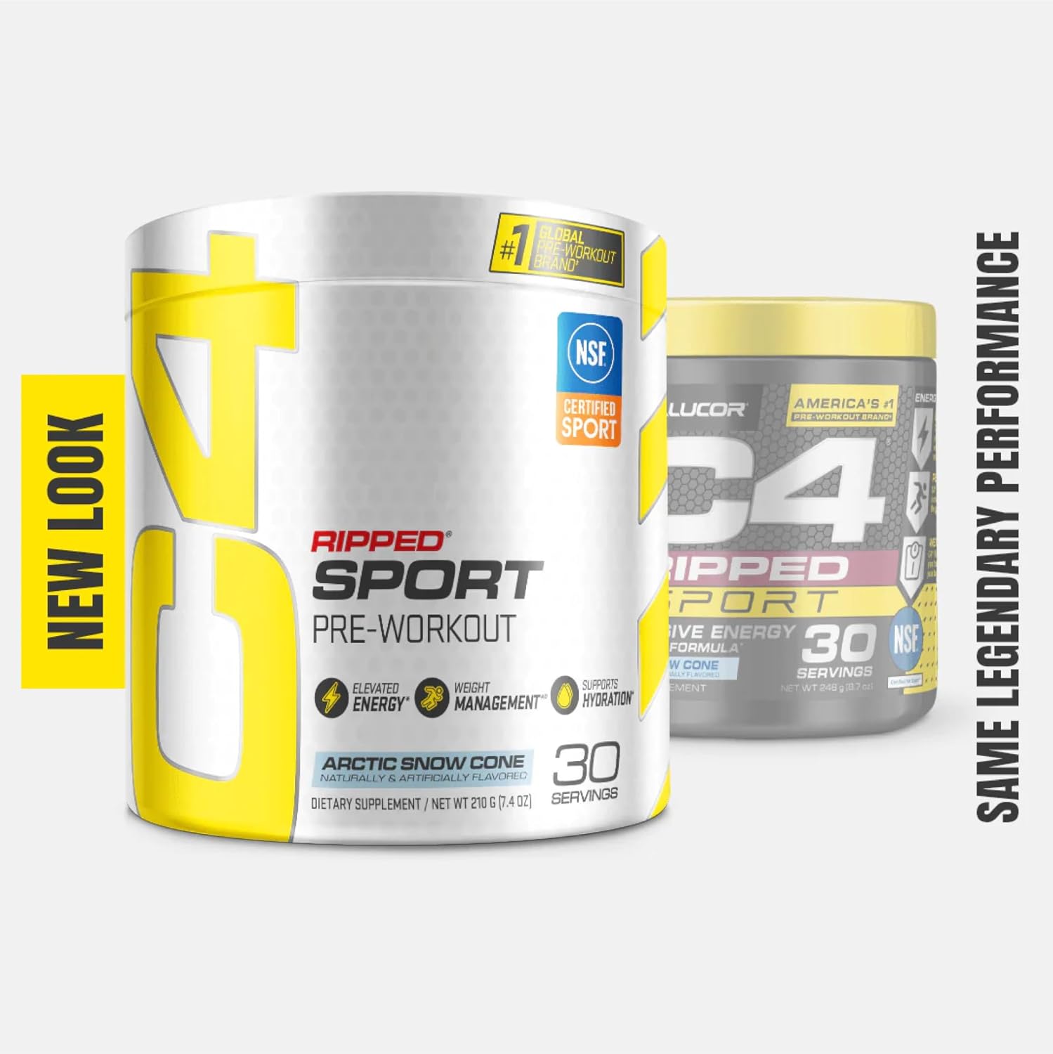 NSF Certified Cellucor C4 Ripped Sport Pre Workout Powder Arctic Snow Cone - Sugar Free Energy Supplement for Men & Women - 135mg Caffeine + Weight Loss - 30 Servings