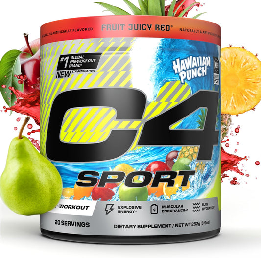 NSF Certified Cellucor C4 Sport Pre Workout Powder - Elite Hydration & Energy Supplement - 200mg Caffeine + Creatine - Hawaiian Punch Flavor